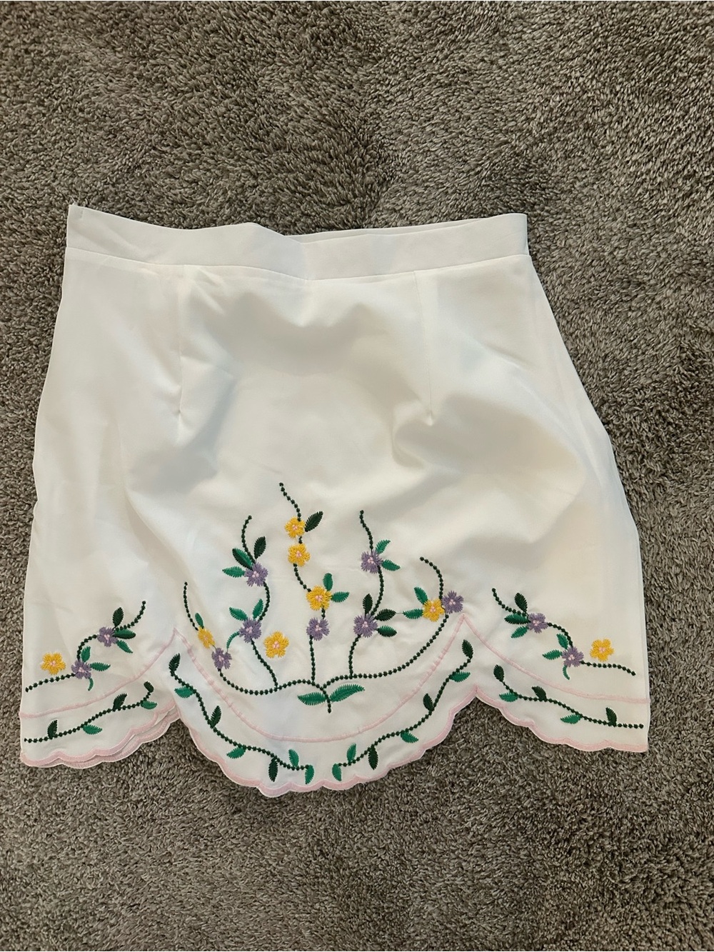 White Embroidered Floral Mini Skirt grandmillineal cottagecore s